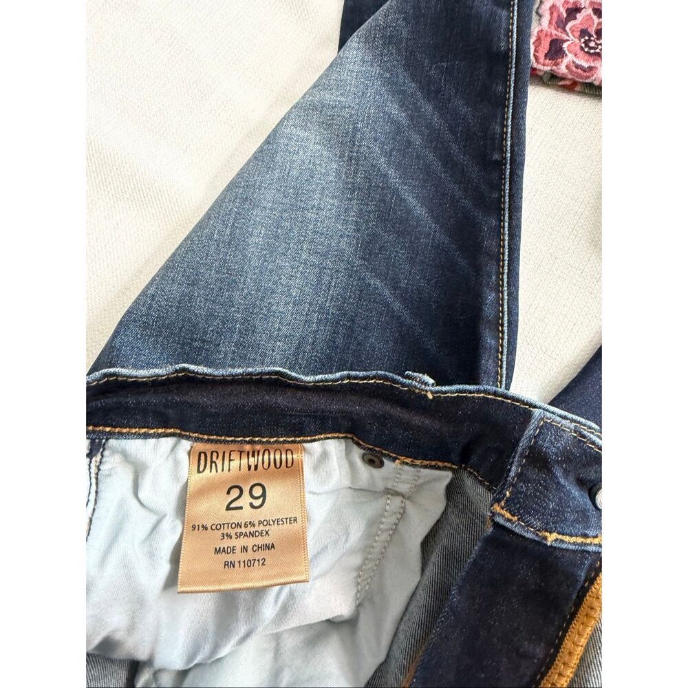 Driftwood Colette Dark Wash Embroidered Cropped Denim Jeans Size 29 - Picture 7 of 9